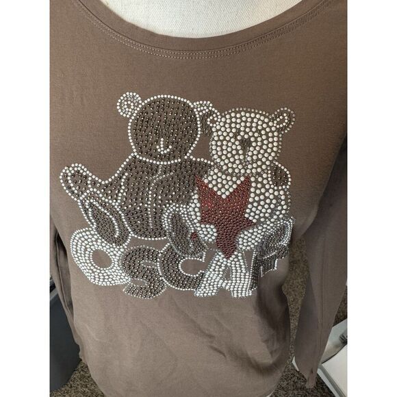 MOSCHINO Teddy Bears Long Sleeve Tee Shirt Oscar! Designer Bling Sz Small - Picture 4 of 6